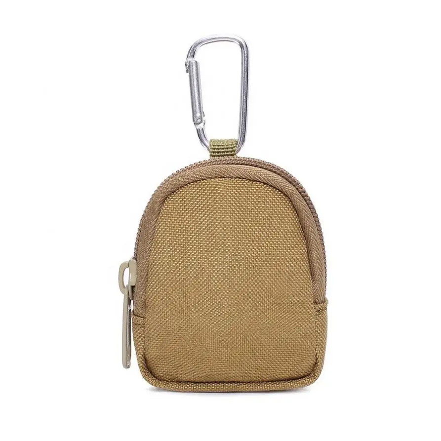 Tactical fancy mini pouch key bag with aluminum alloy carabiner for EDC outdoor activities