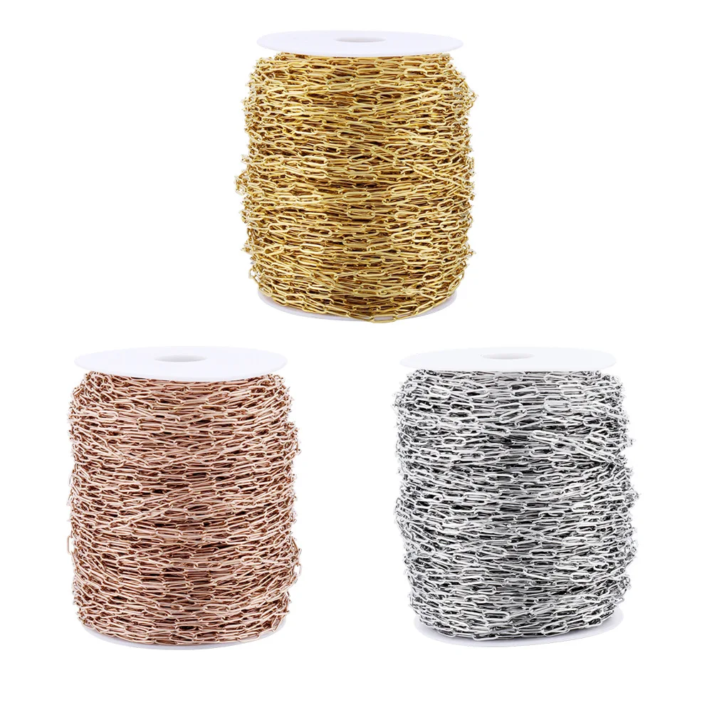 Stainless Steel Chain Rolo Chain 1m DIY Bracelet Necklace Round Flat Chain