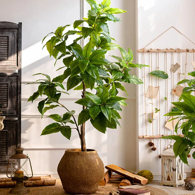 living room indoor floor decoration tree window decoration Large simulation green laurel tree  potted