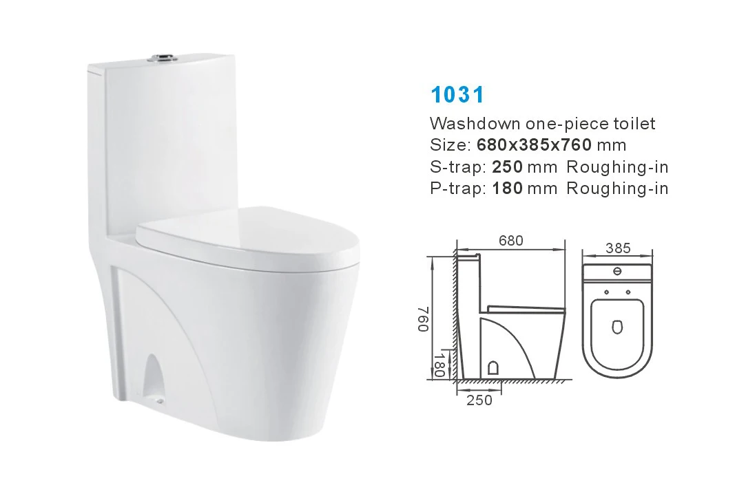 Sanitary Ware Water Saving Eastern Style Siphonic Ceramic One Piece Toilet Bowl