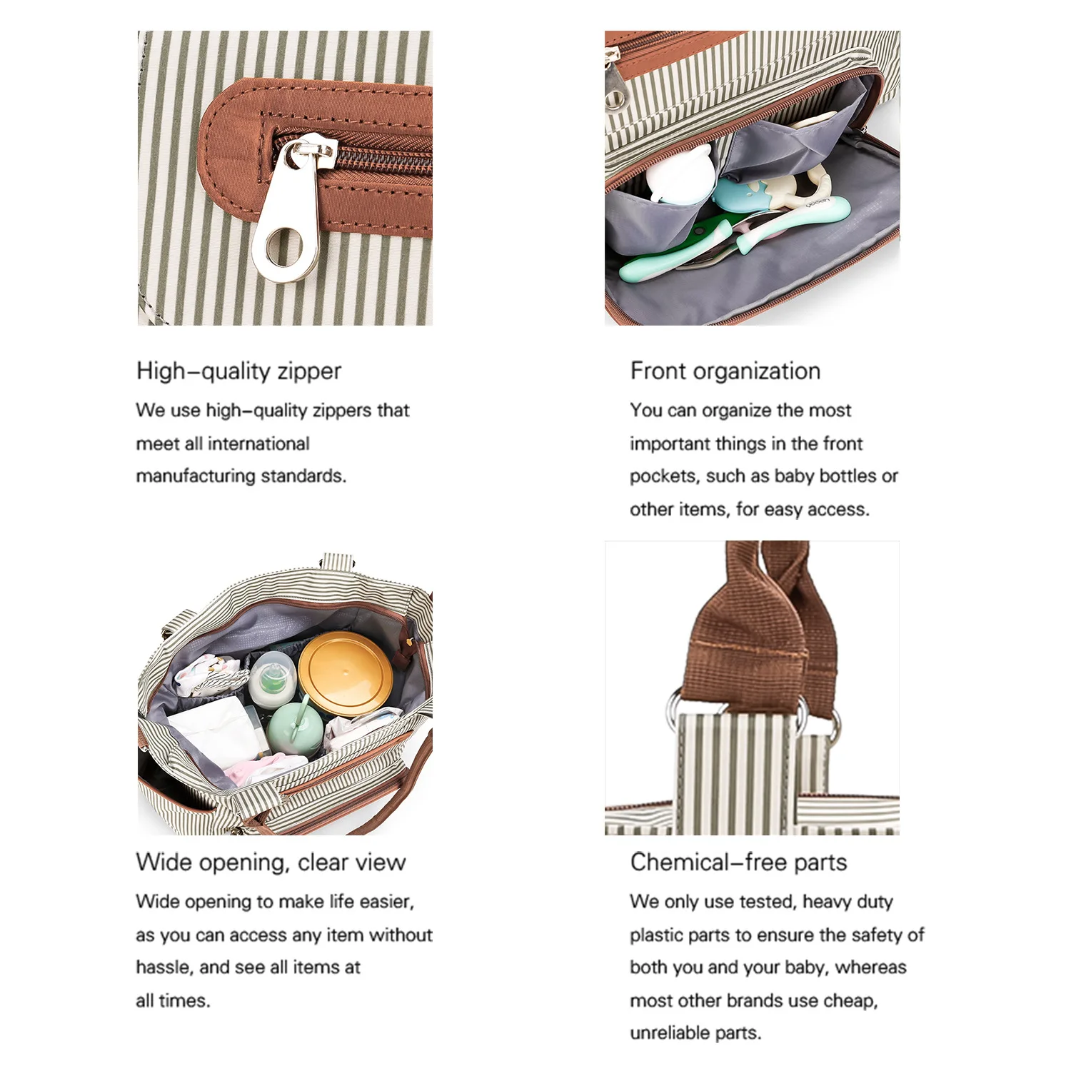 Multifunctional Large Capacity Mommy Bag Cooler Style Baby Diaper Bag with Polyester Lining Handbag for Mother and Baby