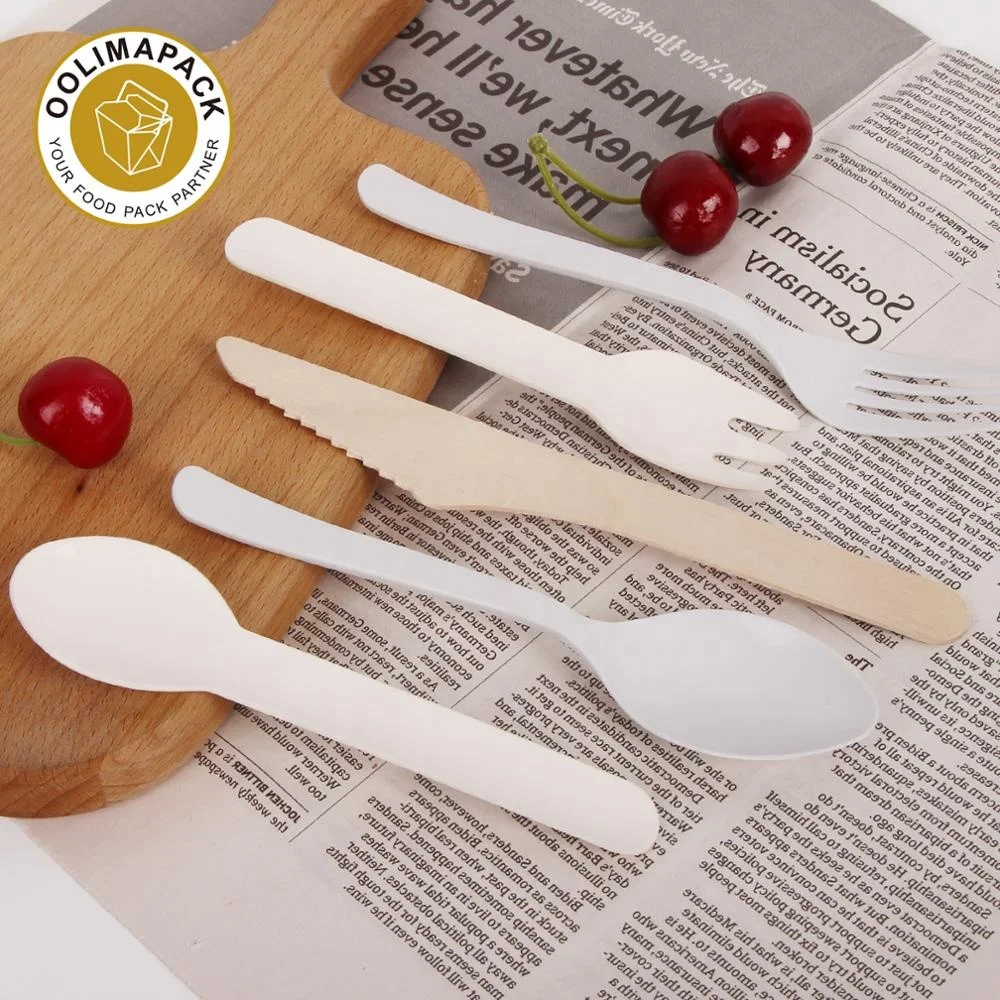 Disposable 100% compostable biodegradable compostable cornstarch CPLA 7inch 17cm cutlery utensils (knife,fork,spoon)