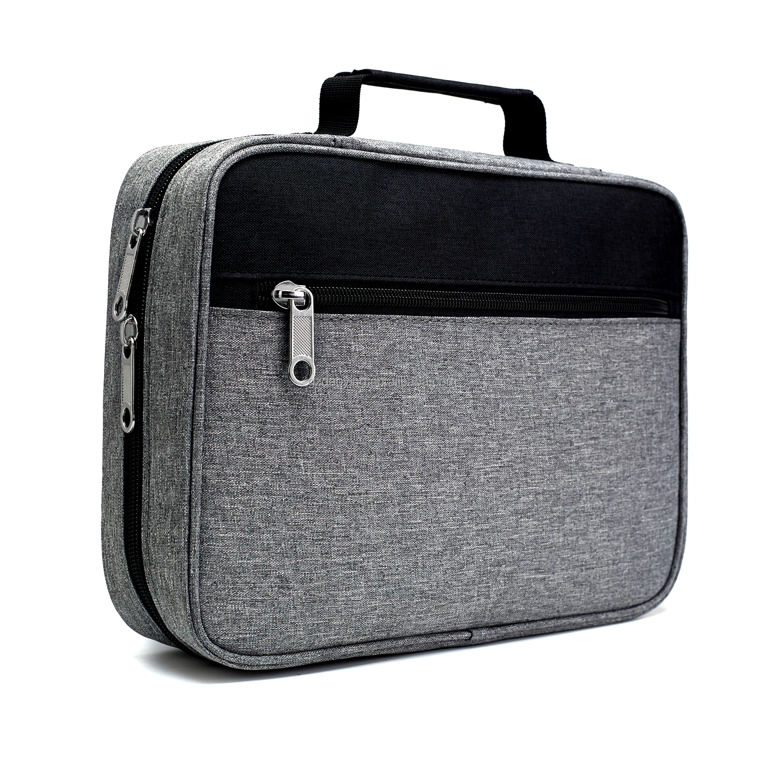 Bible Cover Carrying Book Case Church Bag Bible Protective with Handle Zipper Front Pocket Inner Mesh Pocket Grey&Black