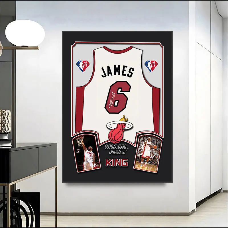 Personalized Basketball Jersey Theme Wall Mural Star Basketball Decals with Mirror Frame Customizable Sports Decor