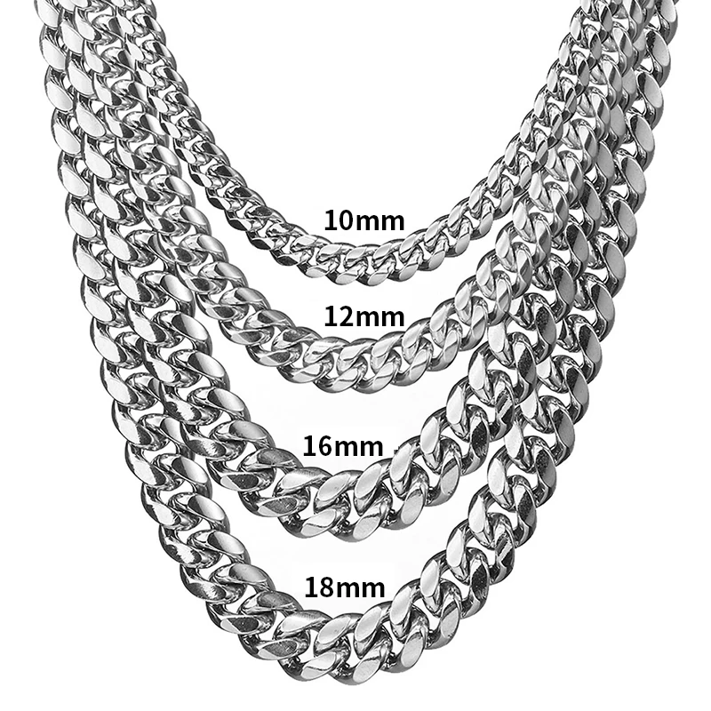 Acier Inoxydable Cadena Cubana Titanium Stainless Steel Cuban Link Chain