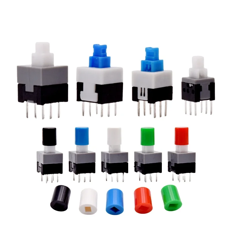 6 Pin PCB Micro Miniature ON&OFF Latching Momentary 5.8x5.8 7x7 8x8 8.5x8.5 Tactile Tact Push Button On Off Switch Self-locking
