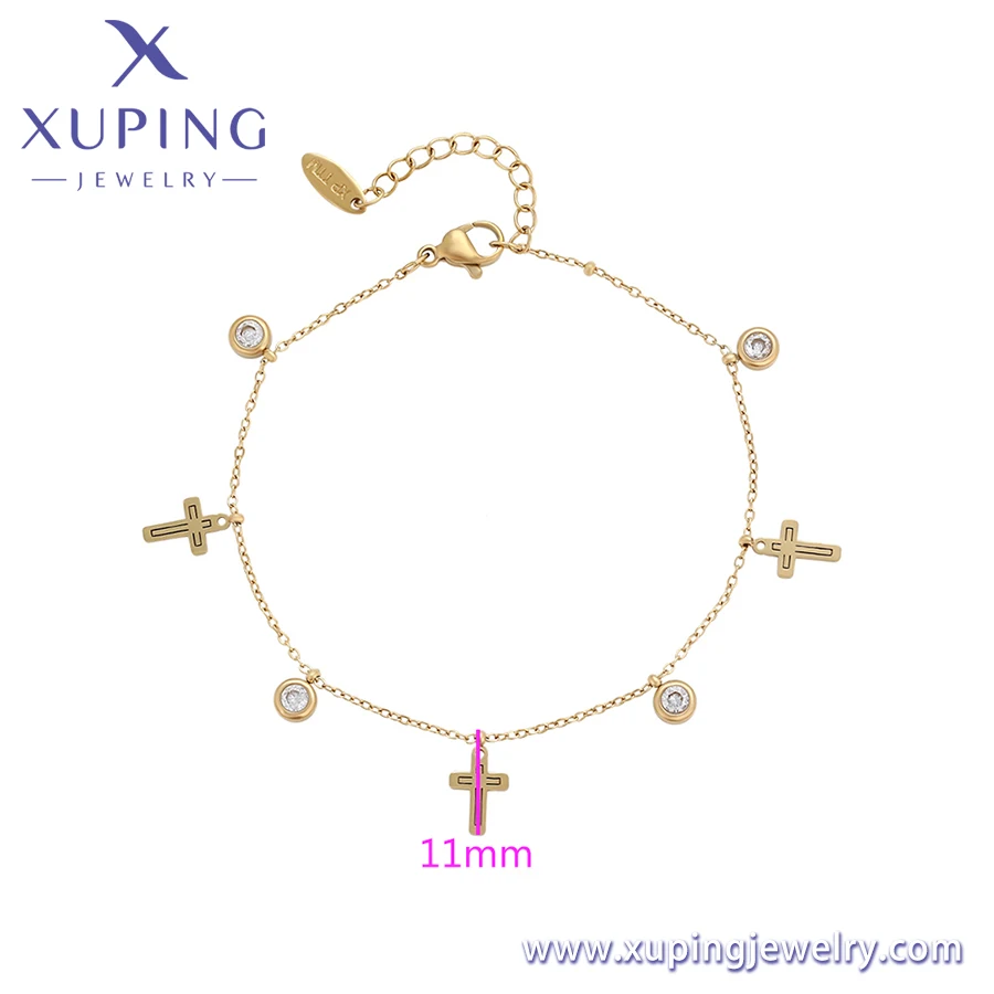 T000756767 XUPING ювелирные изделия 14K золотистого цвета Элегантные Очаровательные из нержавеющей стали Крест женские браслеты