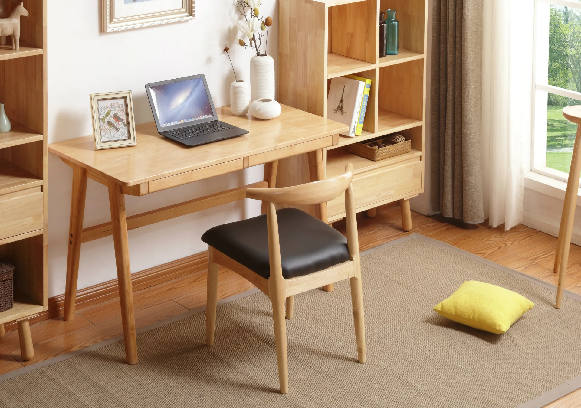 Factory direct sell solid wood office desk Student Desk And Chair Computer Table  set