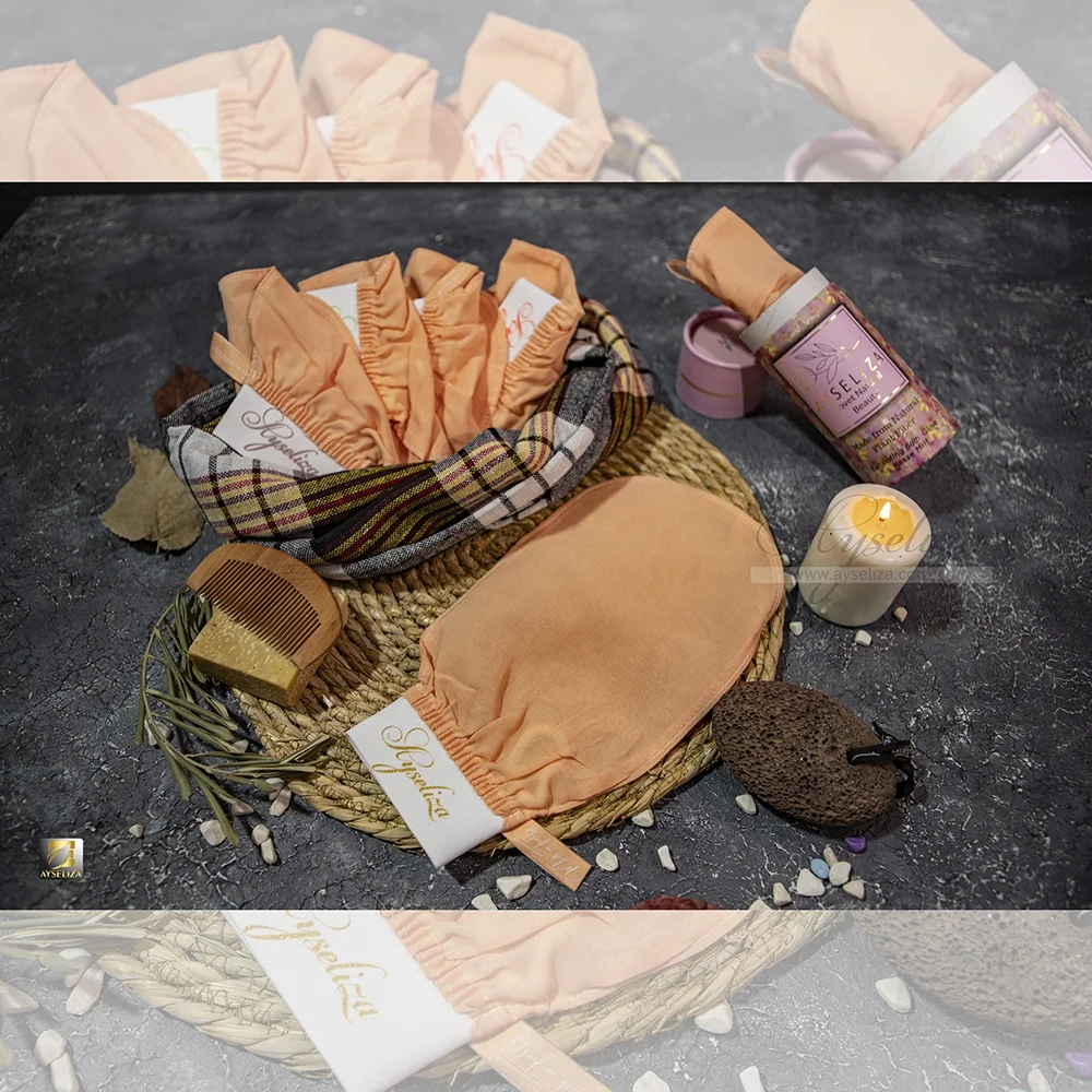 Ayseliza Pink Silk Turkish Exfoliating Mitt Eco Certified Bath Scrubber Body Scrubber Glove to Remove Dead Skin Fake Tan Acnes