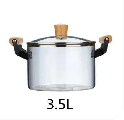 Amazon Hot Sale Borosilicate Heat Resistant Pyrex Clear Glass Cooking Pot