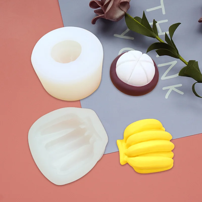 Fruit silicone mold strawberry banana blueberry mangosteen mango lemon orange diy chocolate cake candle mold
