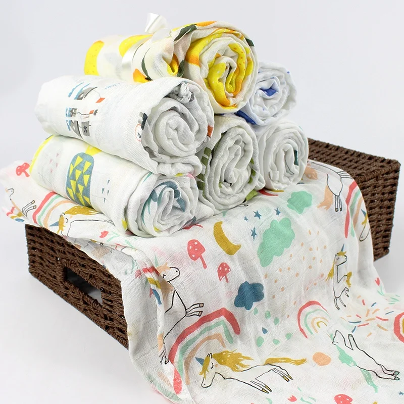 Soft 2 Layer baby kids gauze wrap blanket Bamboo cotton washcloth adjustable 47x47' baby bamboo muslin Swaddle blanket for baby