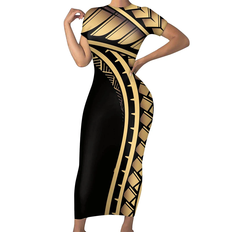 Custom Pattern Couple Set Plus Size Polynesian Clothing Mermaid Style Island Summer Polynesian Dress