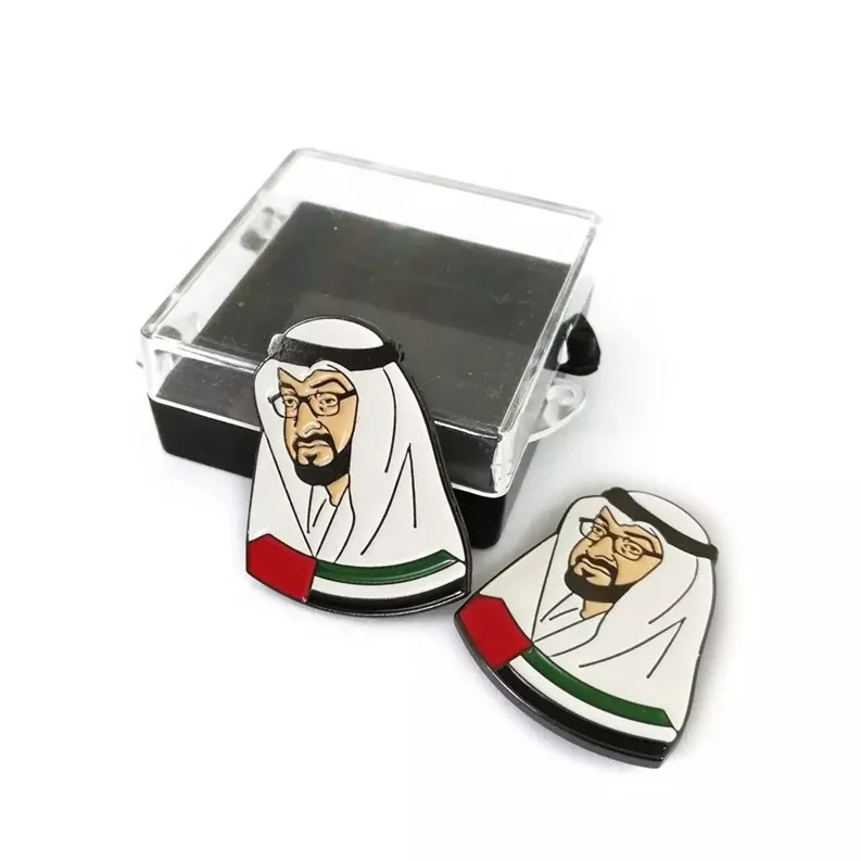 best seller United Arab Emirates sheikh shaikh shiekh & UAE flag magnetic metal pocket pin for AE 52nd national day celebration