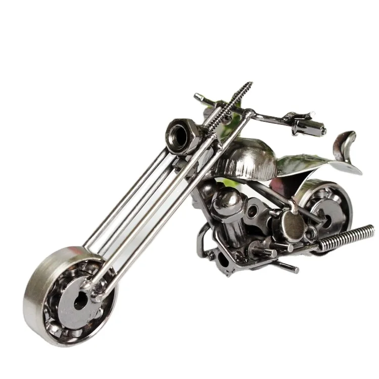 Vintage Iron Handcrafted Motorbike Model For Collectible Art Sculpture