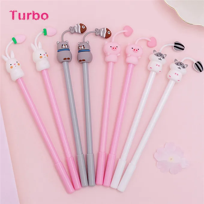 
2020 promotional Custom gift items school supplies set stationery mini black gel ink pens animal shaped plastic pen wholesale 
