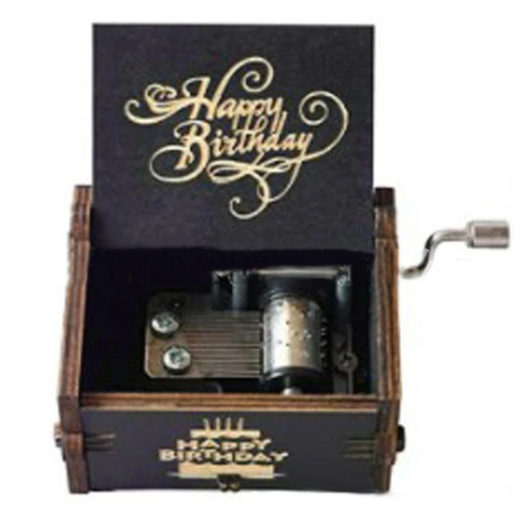 Wholesale Wooden Music Box Vintage Engraving Hand-cranked Music Box