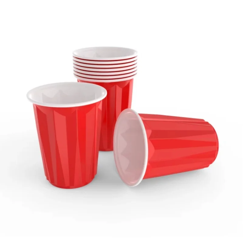 12 Oz Custom Disposable Colored Plastic Cups Fashion Rhombus Shape Pp Double Color Red Party for Wedding Christmas