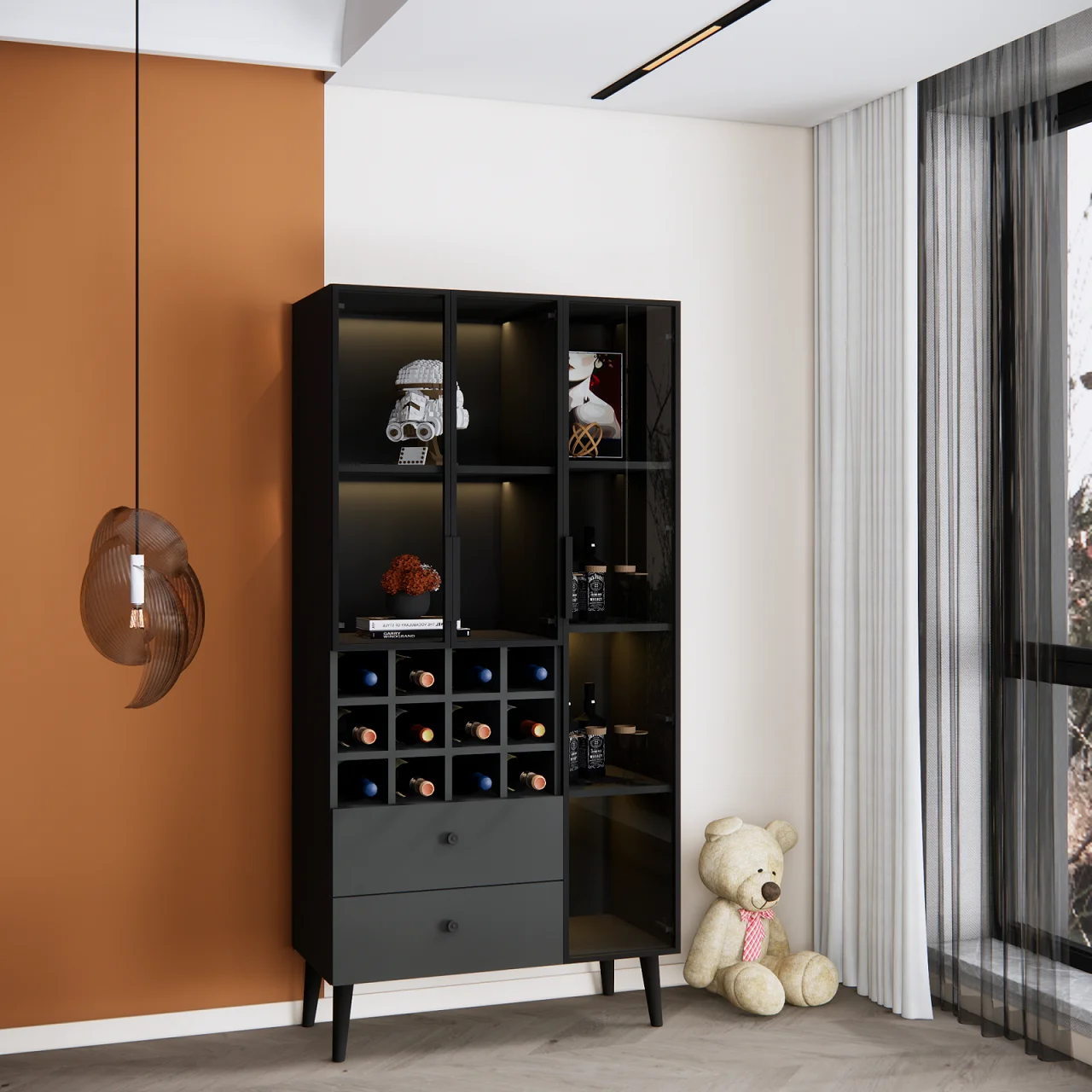 Factory Modern Luxury Living Room Furniture Wine Cellars Waterproof Aluminum bar Storage Cabinet Cocktail Glass Wine Cabinet