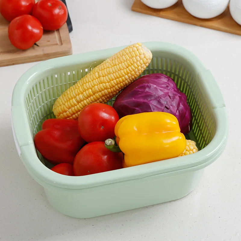 Double-layer Draining Basket Storage Holders & Racks Home Kitchen for Non-folding Rack Plastic Modern Multifunction 12sets/poly