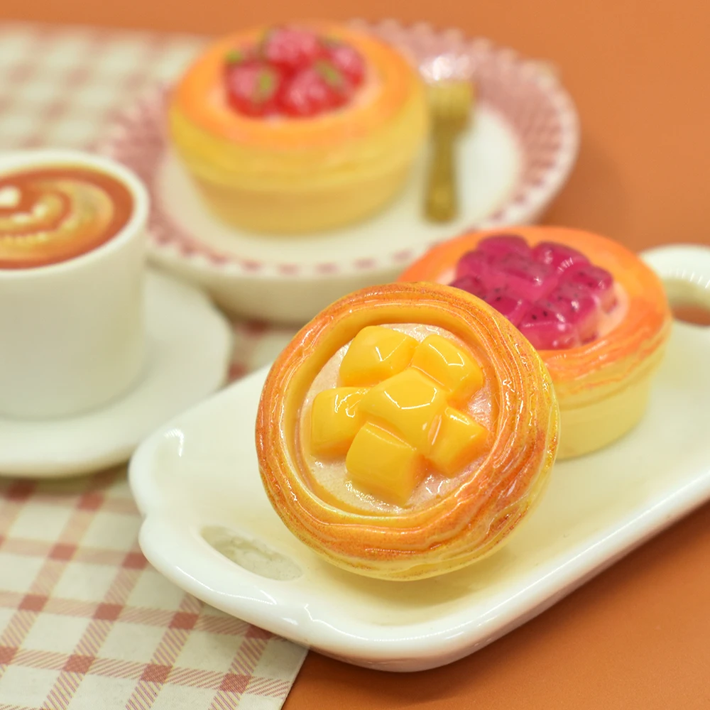 Sweet fruit egg tart miniature dessert resin cabochon for Dollhouse food charms diy earrings pendant refrigerator magnet