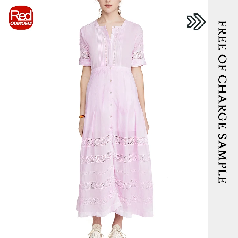 RedHK Custom High Quality New Arrives Cotton Ruffle Maxi Dress Vestidos Women Elegant Summer Casual Dresses