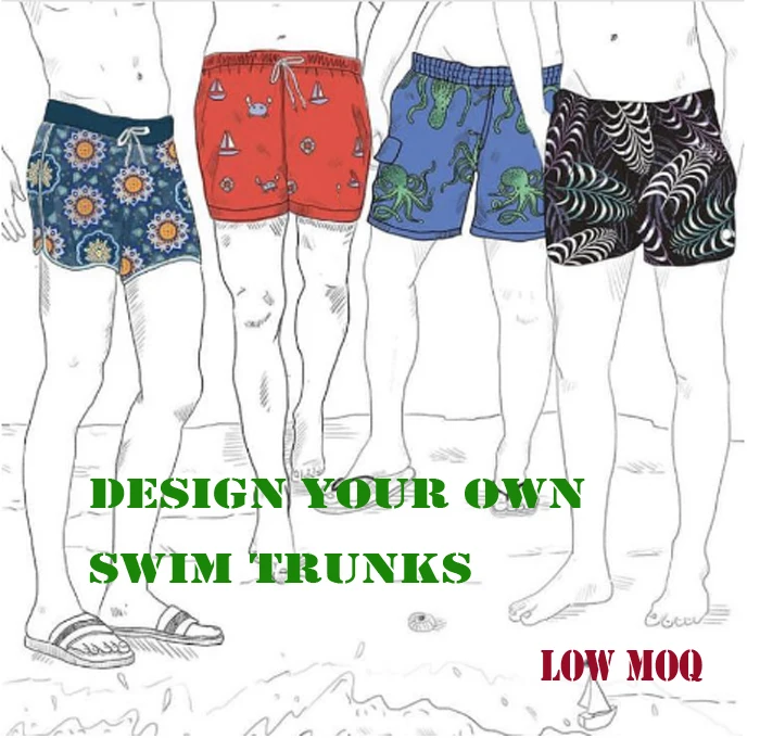 Summer Bathing Suits Mens Beach Swimsuit Custom All-Over Print Waterproof Swim Trunks Swimming Shorts For Men