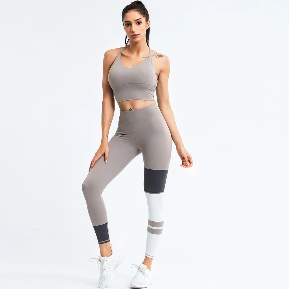 Custom logo athletic wear high quality fitness clothing 2 piece print high waist scrunch butt seamless yoga set