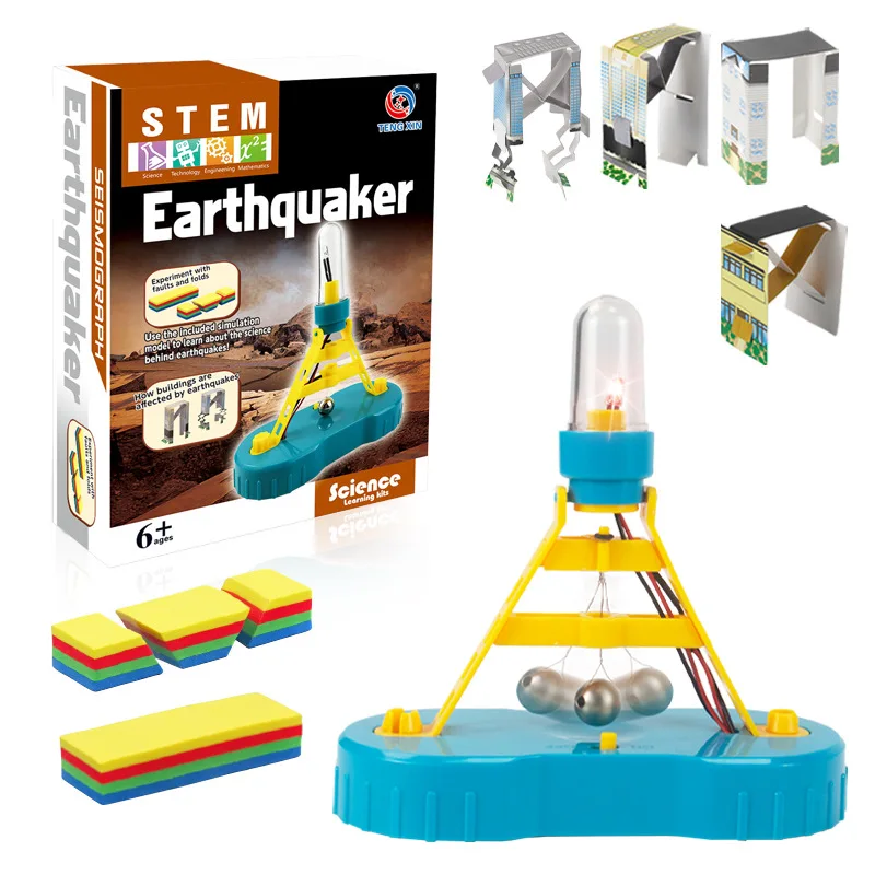 Factory directly hot selling Educational steam engine electrical earthquake diy Seismic Alarm toys for toddler