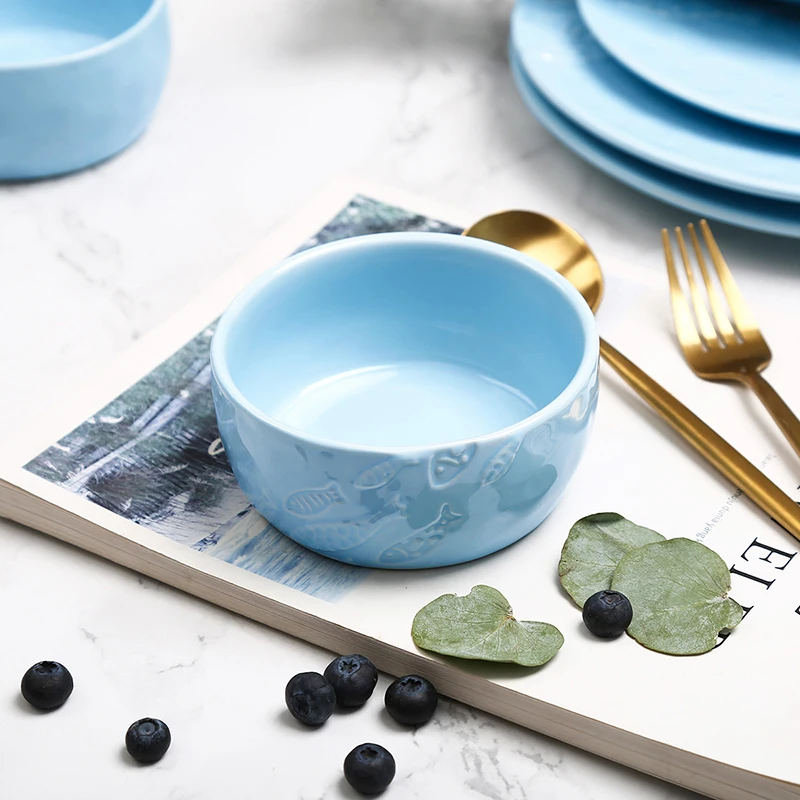 Керамическая миска для риса Blue ocean сказочная Легенда Рыба Узор Набор из двух