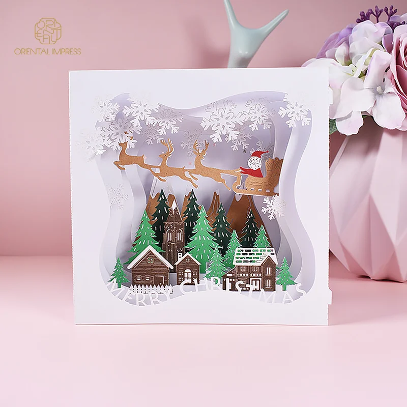 New Design Santa Boxed Christmas Cards Christmas Greeting Card in Box Shape