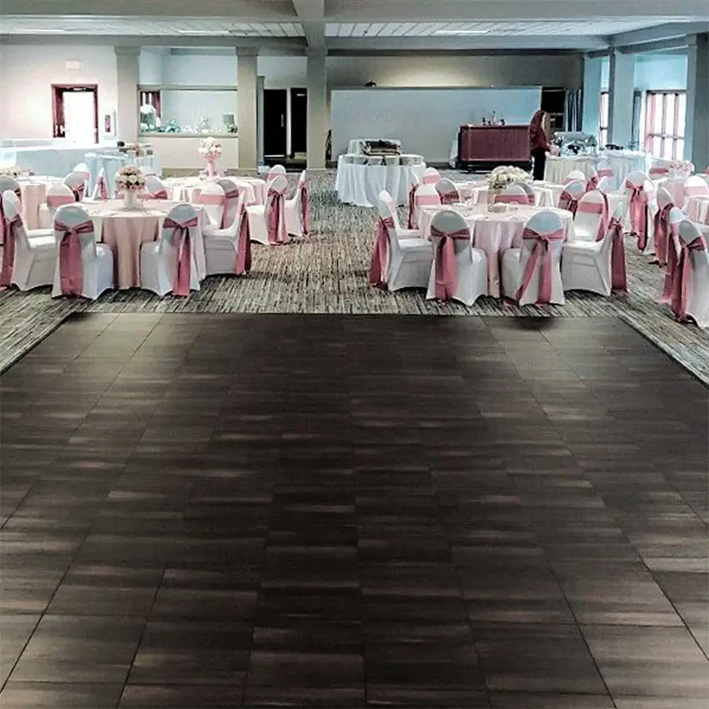 Anti-slip custom interlocking event dance floor disco black and white 3d vinyl pvc panels wedding dance floor tiles