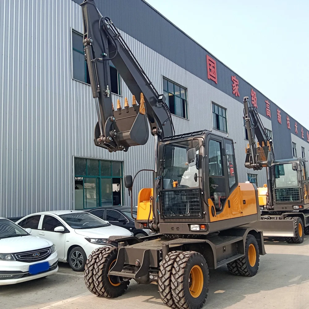 TOSH China Cheap 8 Ton Wheel Excavator Four-Wheel Drive Building Site For Sale