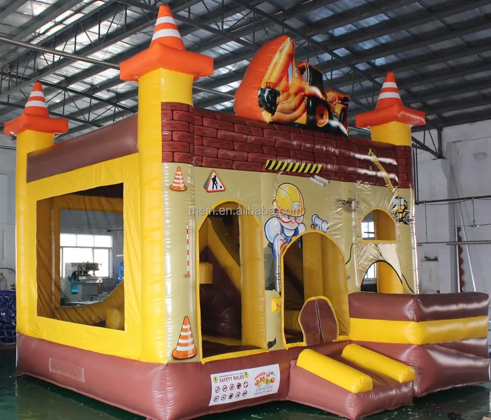 Commercial hot sale construction combo inflatable jumping castle bouncer house with slide for kids