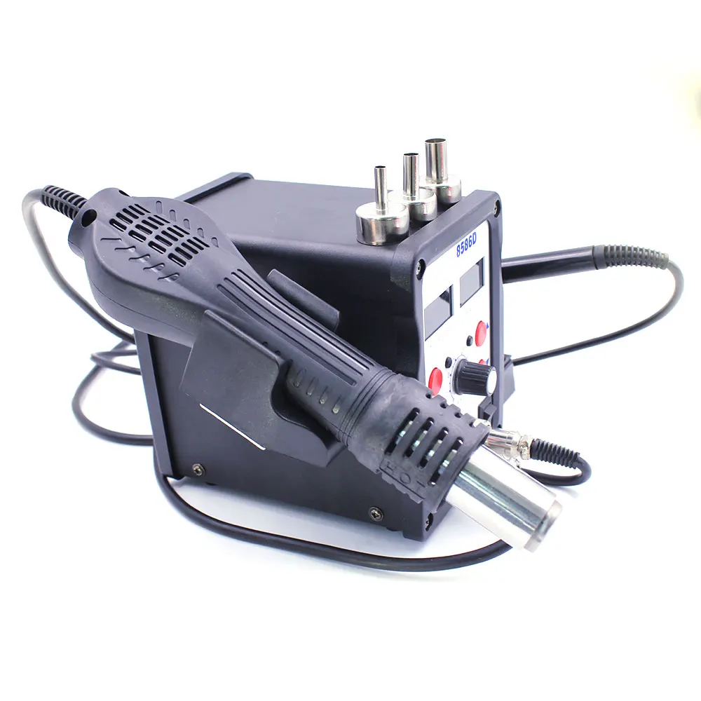 New SMD Solder Station Soldering Iron Hot Air Het Gun 8586D 2in1 110V / 220V ESD BGA Rework Welder Desoldering Repair with Tools