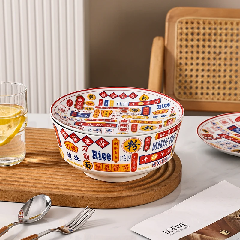 Chinese Style Cuisine Fashion Soup Bowl Noodle Bowl Plate for House
