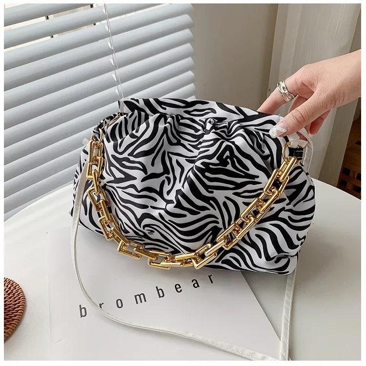 Summer Designer Chain Clutch Pu Shoulder Handbags And Purses Cow Zebra Pattern Crossbody Bag For Women