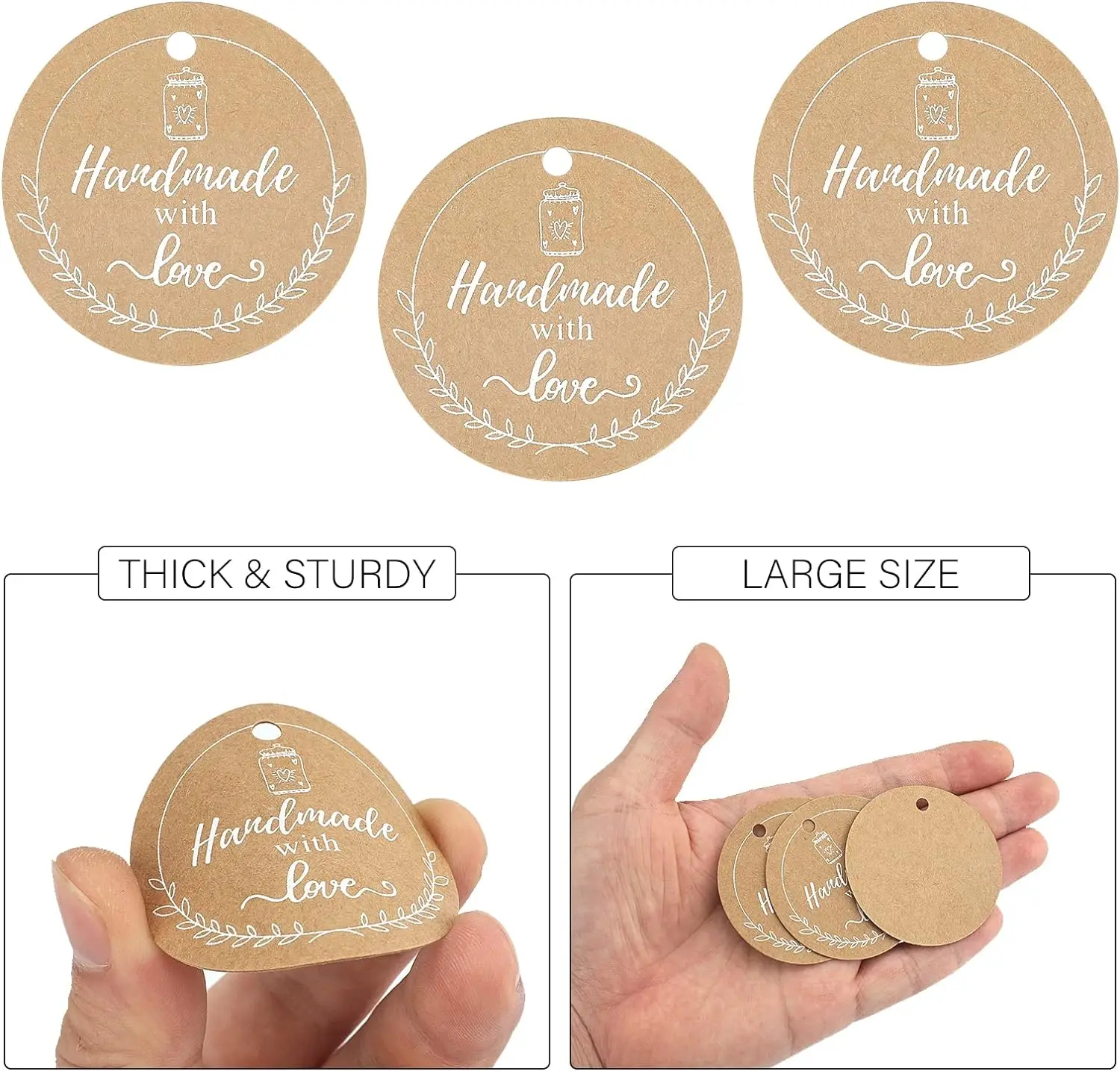 custom luxury print eco-friendly  kraft paper thank you labels and clothing brand hang tags
