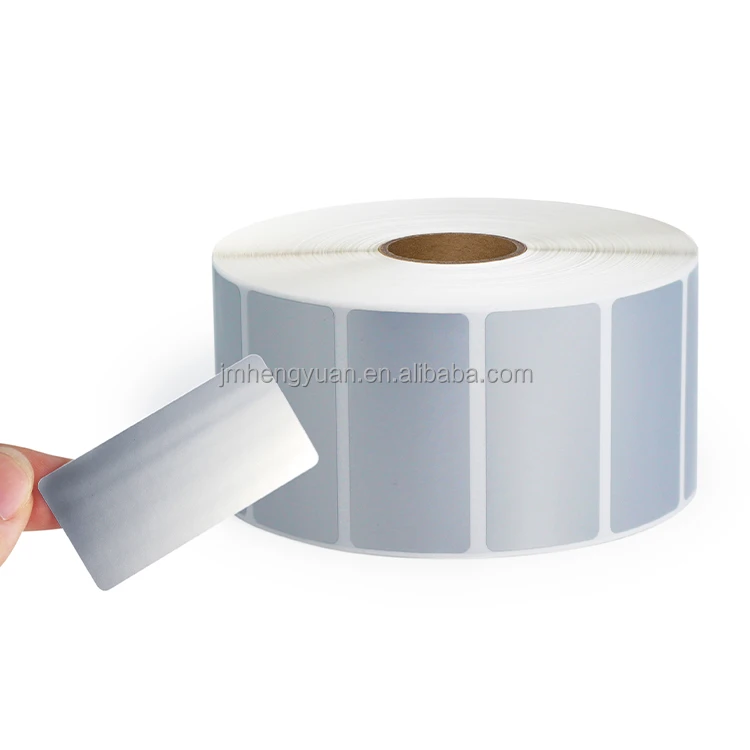 Custom Matt PET 50mmx25mm Silver Label Stock 50x25 Self Adhesive Paper Polyester Silver PET Barcode Sticker 2x1