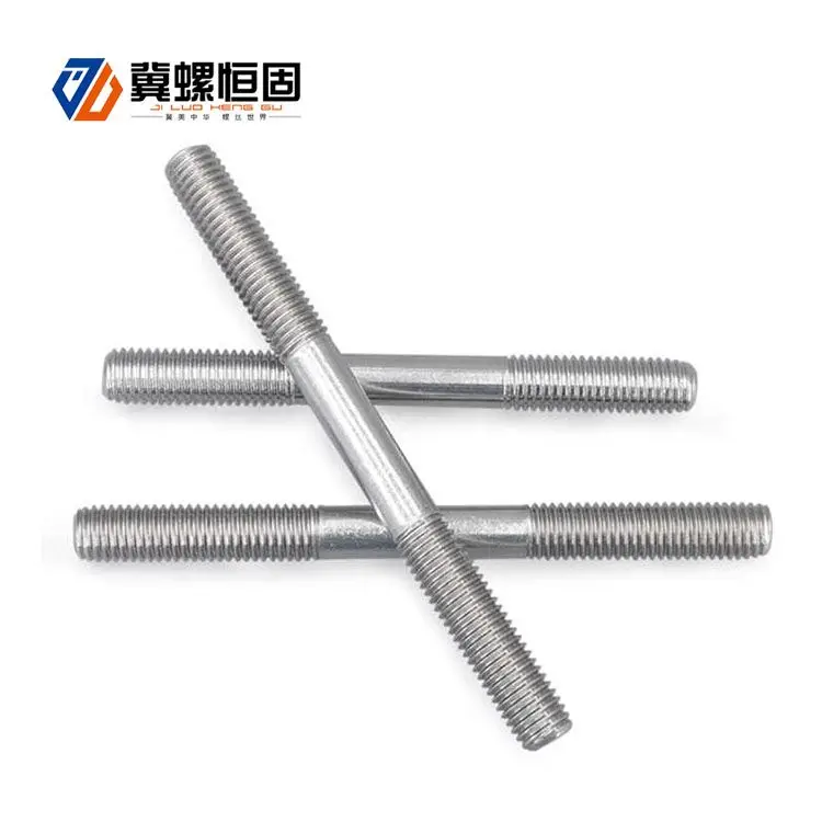 China stainless steel double threaded stud double head stud bolts