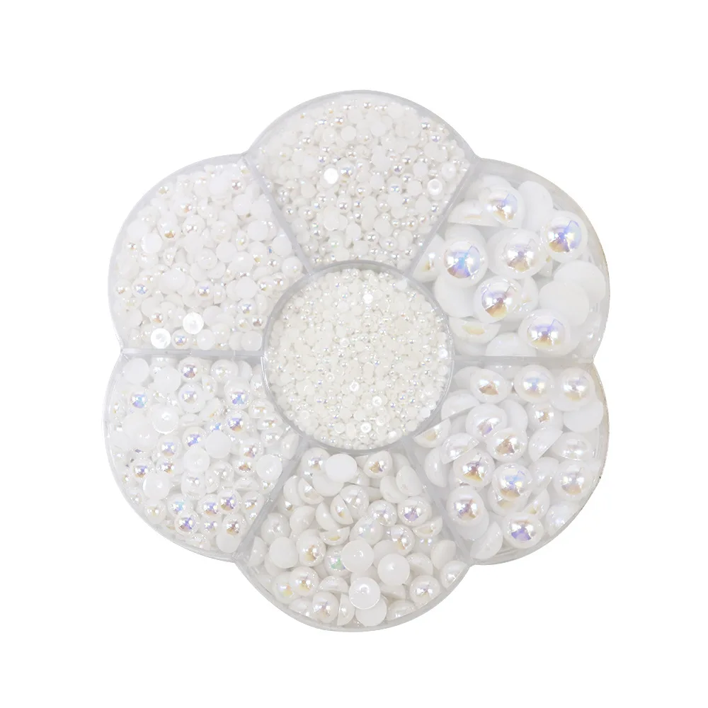Wholesale Half Round Multi Size Flat Bottom AB Color Pearl Imitation Accessories Headwear Hair Accessories Clothing DIY Diamond