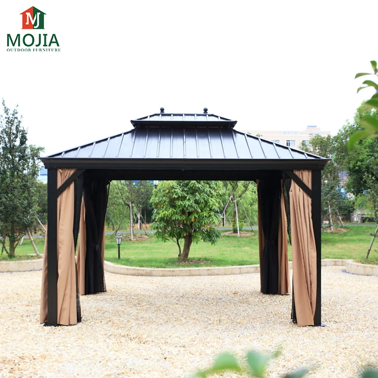
High quality commercial outdoor garden aluminum hardtop pavilion mosquito net gazebo for leisure yard patio 