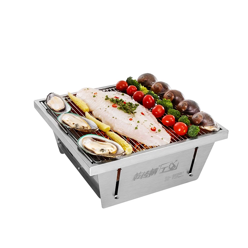 
Portable household stainless steel folding charcoal BBQ grill for outdoor 