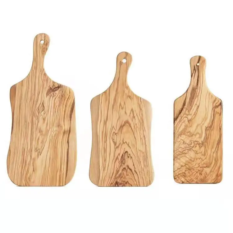 wholesale large raw edge rustic serving italian cheese chopping natural paddle olive wood cutting board