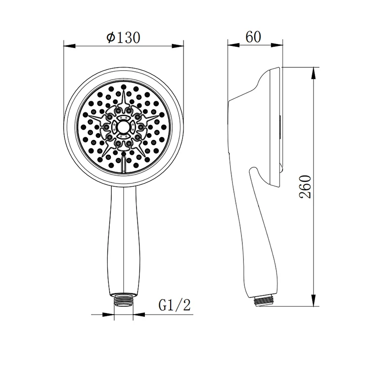 Rainshower water saving Watermark ABS Plastic 6 functions big head abs hand shower head