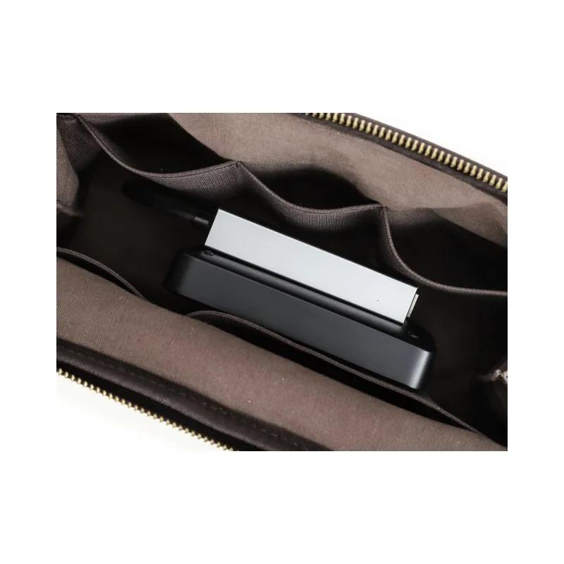 Factory Earphone Data Cable Protective Cover Outdoor PU Leather Travel Storage Anti-drop Zipper Bag Custom Logo with Strap