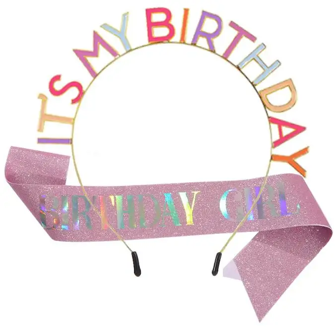 Manufactures Wholesale Custom Cheap Colored Crown Happy Blinking Happy For Little Girls Birthday Tiara