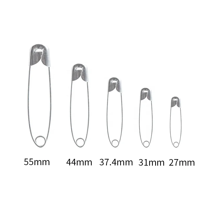 152PCS Silver Color In All Kinds Of Size Metal Assted Crimped Safety Pins With Boxes