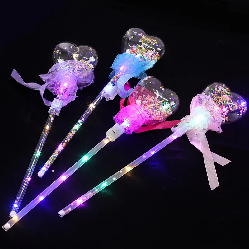 LED Fairy Wands Light Up Growing Sticks For Kids Girls Glitter Magic Wands For Party Concert Cosplay Ball Heart Star Shape