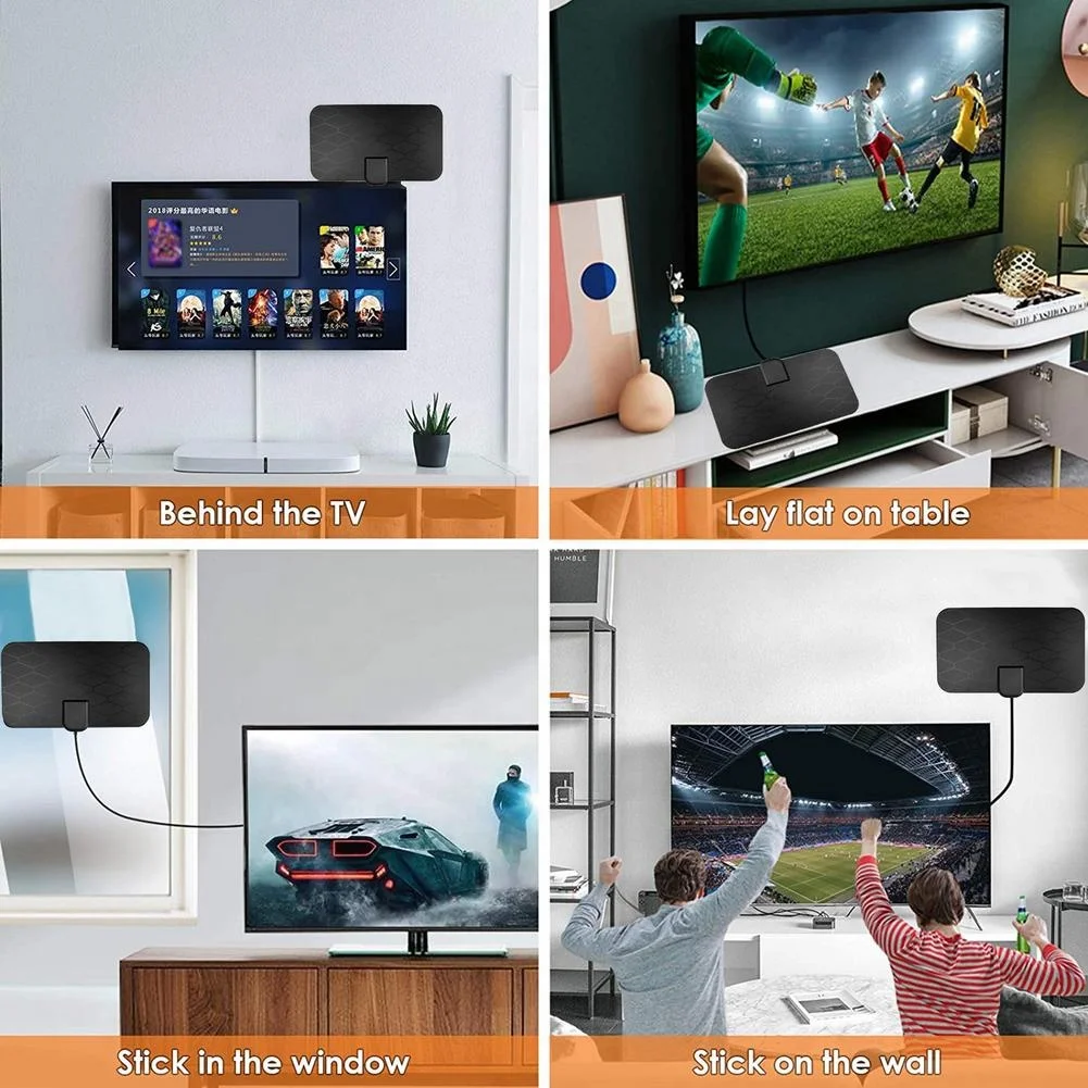  4K 25DB с высоким коэффициентом усиления HD TV DTV коробка цифров ТВ антенны EU Plug 50 миль усилитель активная комнатная антенна плоский